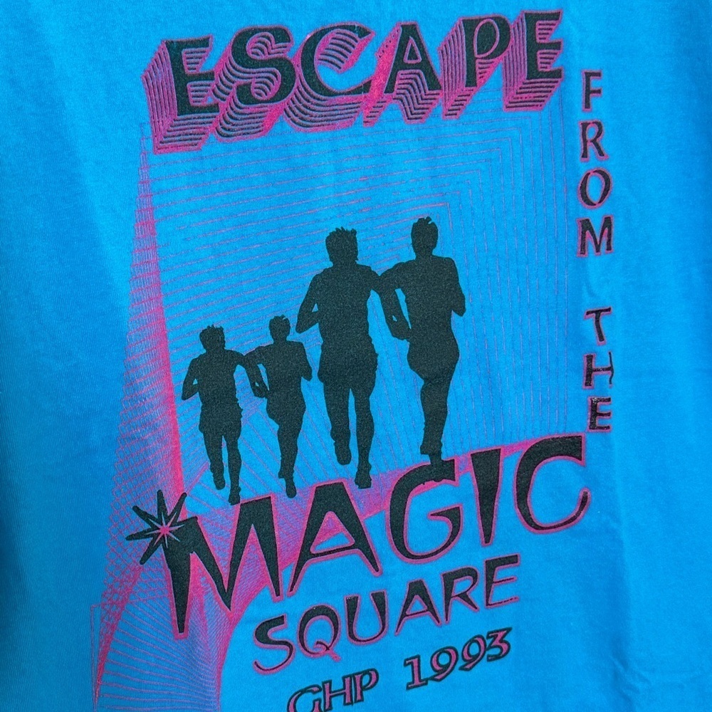 VINTAGE MADE IN USA 1993 Jerzees Blue Short Sleeve Tee with Graphic Design - Picture 4 of 7